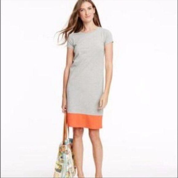 Boden Colorblock T Shirt Dress Gray with Orange Hem Womens Size 8 Minimalist - Picture 16 of 16